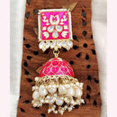Js Fashion Royal Kundan Stone Pearl And Meenakari Jhumki Earrings for Women