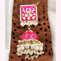 Js Fashion Royal Kundan Stone Pearl And Meenakari Jhumki Earrings for Women