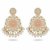 Js Fashion Designer Kundan And Pearl Meenakari Dangler Earrings