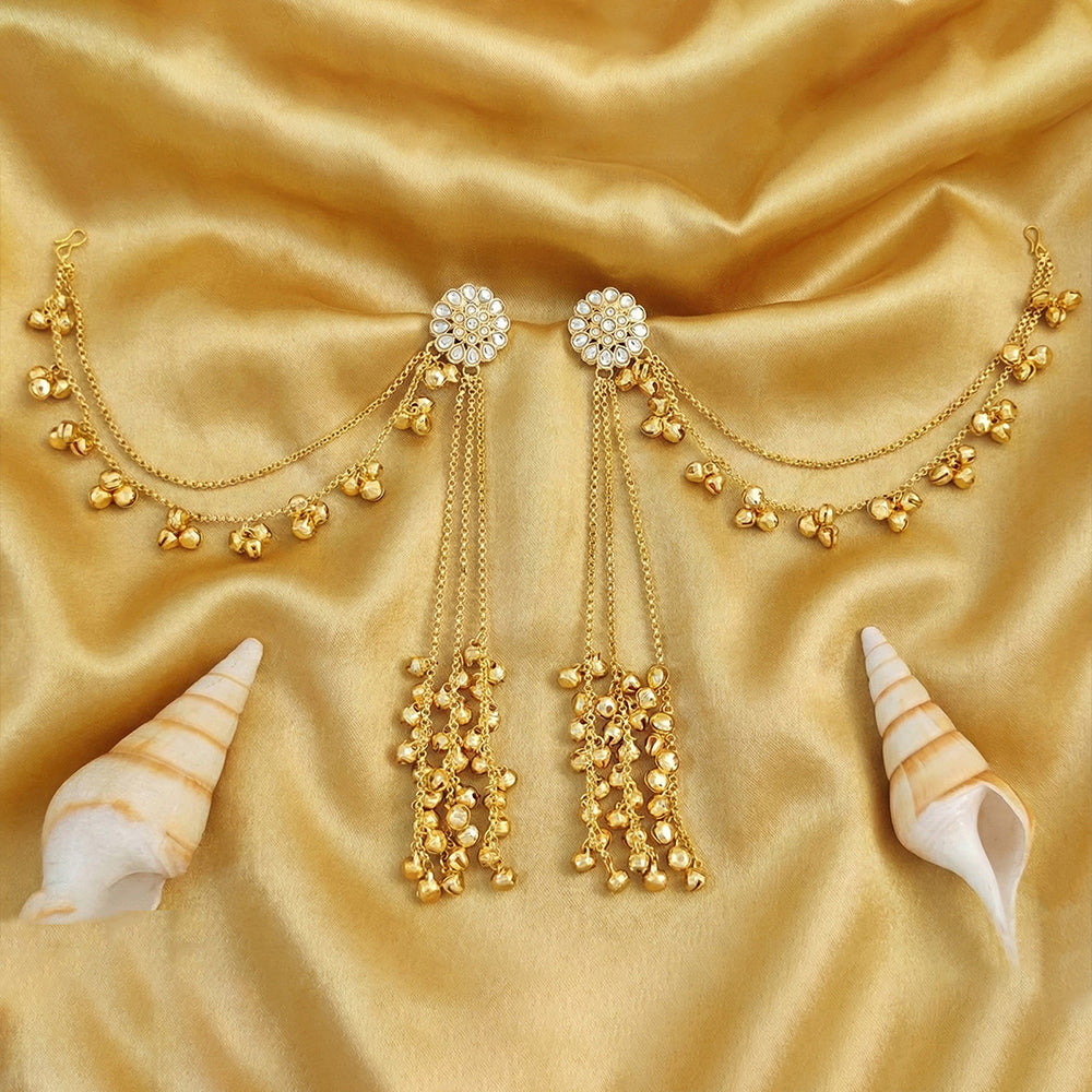 Js Fashion  Traditional Gold-Plated Kundan Jhumka Earrings for Women