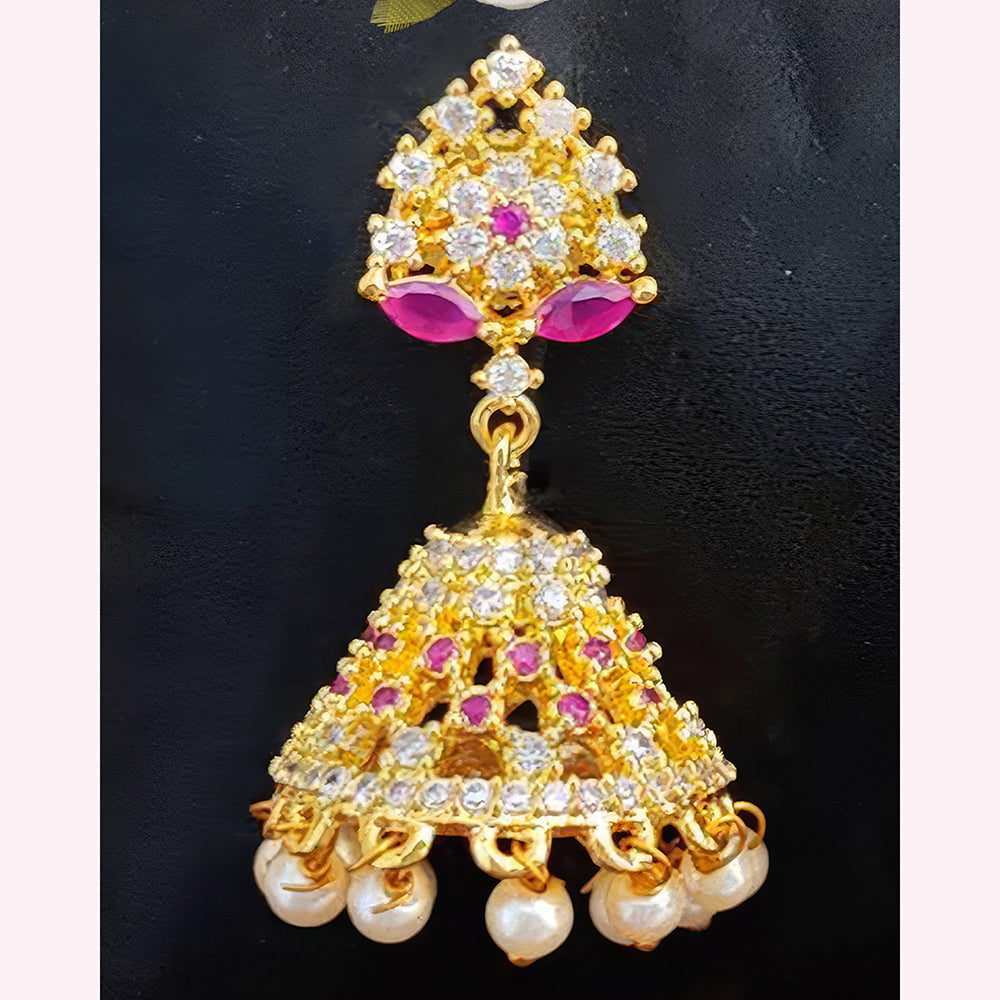 Js Fashion Designer Austrian Stone And Pearls Jhumki Earrings