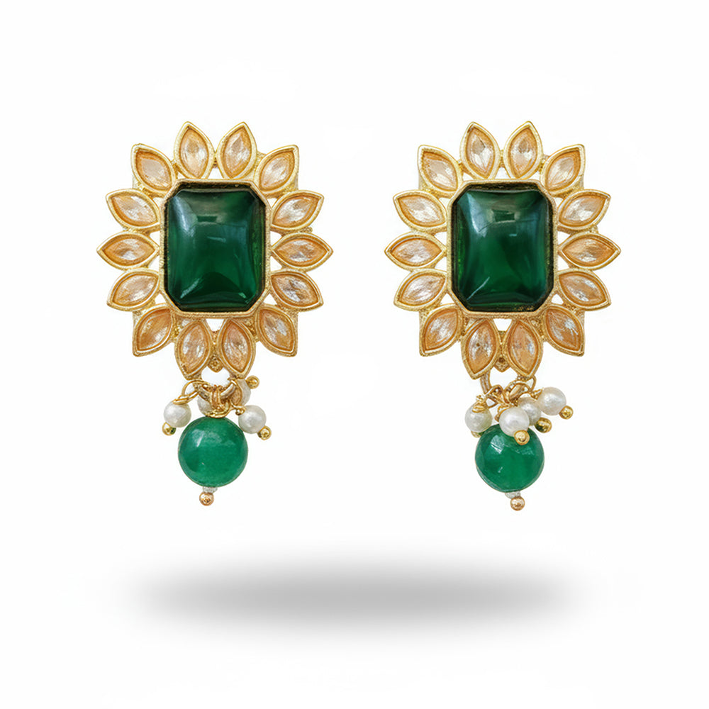 JS Fashion Royal Crystal Stone And Beads Dangler Earrings