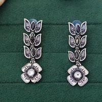 Js Fashion Beautiful Full Stone Oxidized Silver Fancy Style Earrings