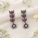 Js Fashion Beautiful Full Stone Oxidized Silver Fancy Style Earrings