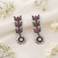 Js Fashion Beautiful Full Stone Oxidized Silver Fancy Style Earrings