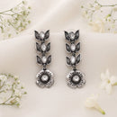Js Fashion Beautiful Full Stone Oxidized Silver Fancy Style Earrings