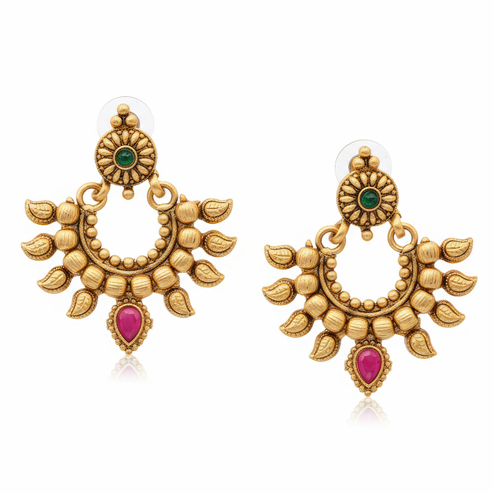 JS Fashion Royal Crystal Stone And Beads Dangler Earrings
