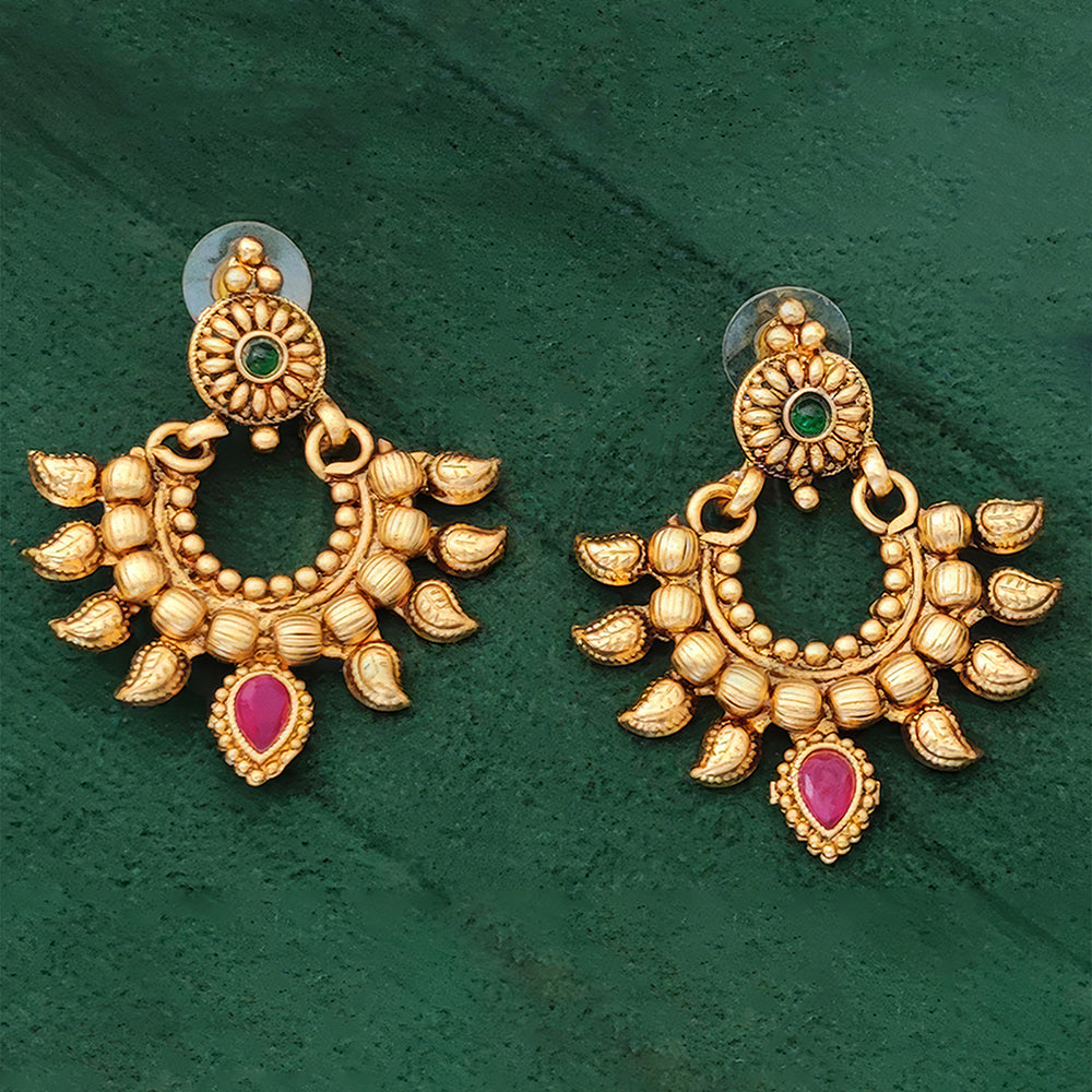 JS Fashion Royal Crystal Stone And Beads Dangler Earrings