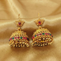 JS Fashion Royal Pota Stone And Pearl Jhumki Earrings