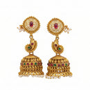 JS Fashion Royal Pota Stone And Pearl Jhumki Earrings