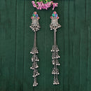JS Fashion Oxidised Plated Designer Crystal Stone And Pearl Dangler Earrings