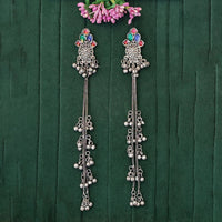 JS Fashion Oxidised Plated Designer Crystal Stone And Pearl Dangler Earrings