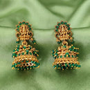 JS Fashion Royal Temple Pota Stone And Pearl Jhumki Earrings
