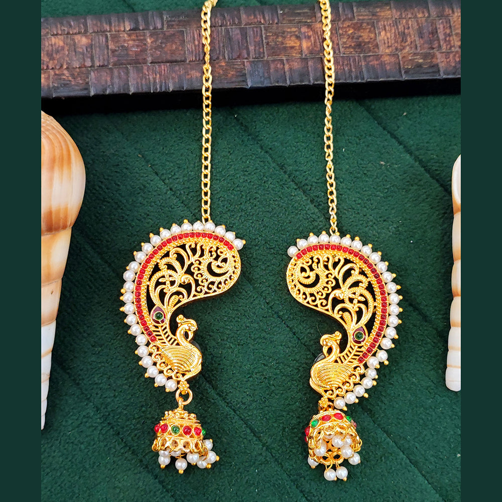 Js Fashion  Antique Peacock Jhumka Earrings with Pearl Drops