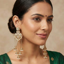 Js Fashion  Traditional Mehendi Polish Kashmiri Antique Long Earrings