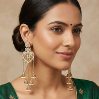 Js Fashion  Traditional Mehendi Polish Kashmiri Antique Long Earrings