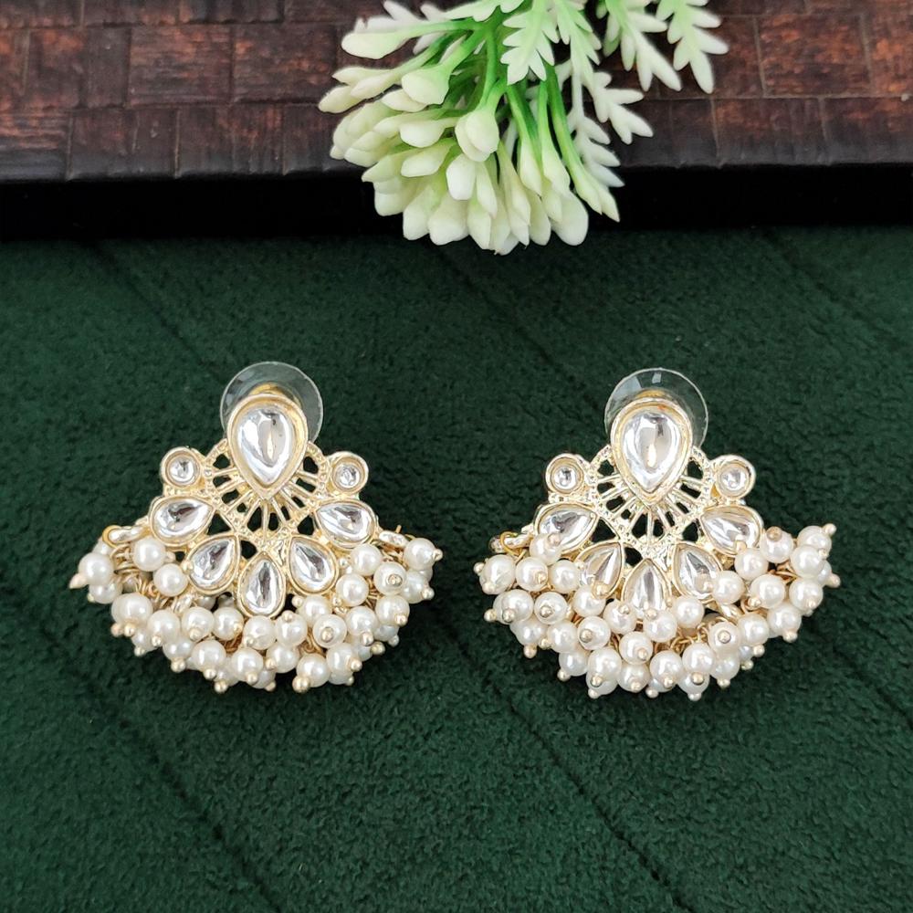 Js Fashion  Designer Pearl Drop Kundan Party Wear Earrings