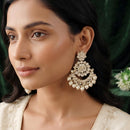 Js Fashion  Designer Pearl Chandbali Earrings with Kundan Work