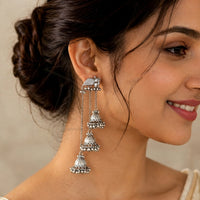 Js Fashion Pack of 4 Designer Oxidized Earrings for Women