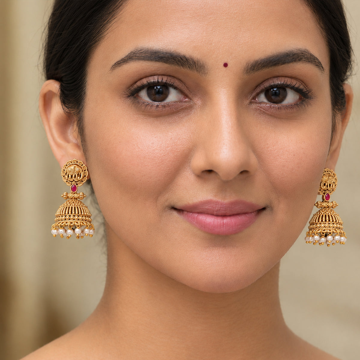 Js Fashion  High Gold Elephant Temple Jhumka Earrings for Women