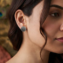 Js Fashion Pack of 5 Oxidized Silver Round Stud Earrings Combo set for Women