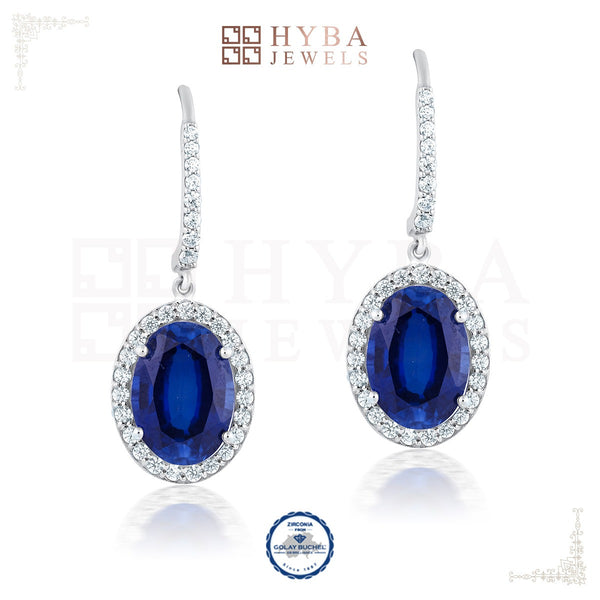 Elegant Blue Sapphire Earrings By Hyba Jewels