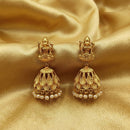 JS Fashion Temple Style Leaf Design Pearl Jhumki Earrings