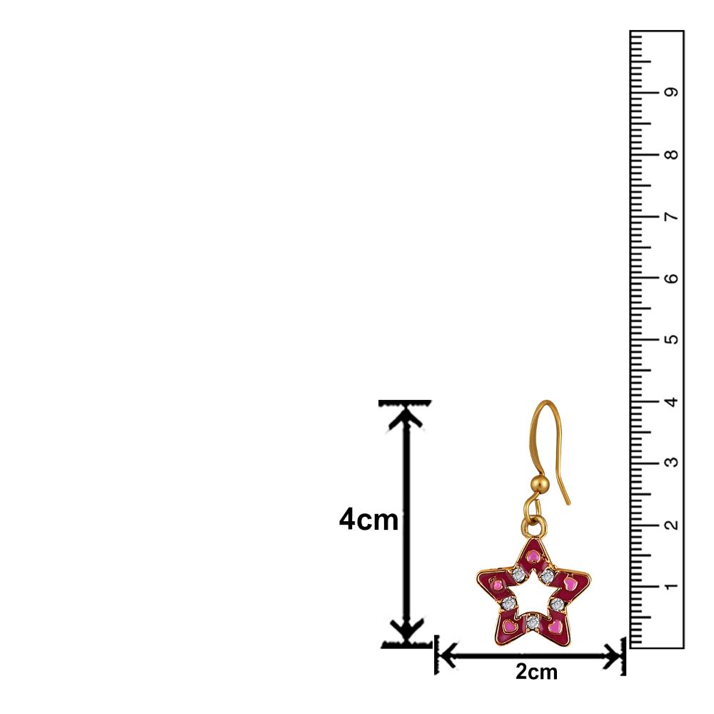 Mahi Gold Plated Pink Meenakari Work and Crystals Star Earrings for Women (ER1109848GPin)