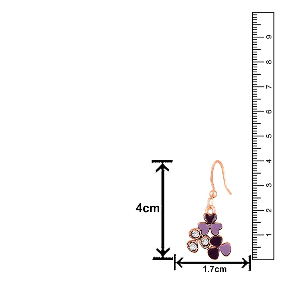 Mahi Rose Gold Plated Purple Meenakari Work and Crystals Floral Earrings for Women (ER1109853ZPur)