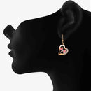 Mahi Rose Gold Plated Pink and Green Meenakari Work and Crystals Floral Heart Earrings for Women (ER1109855Gre)