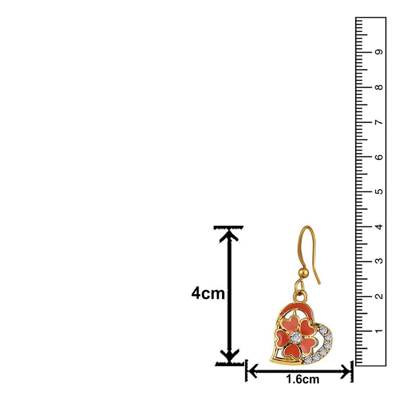 Mahi Gold Plated Orange Meenakari Work and Crystals Floral Heart Earrings for Women (ER1109858GOrg)