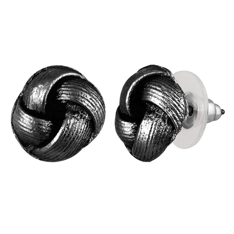 Mahi Black Dun Metal Plating Push Back Piercing Stud / Tops Mens Earrings (ER1109861BMen)