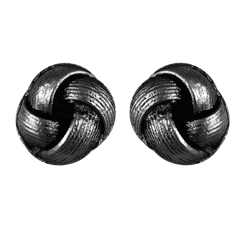 Mahi Black Dun Metal Plating Push Back Piercing Stud / Tops Mens Earrings (ER1109861BMen)