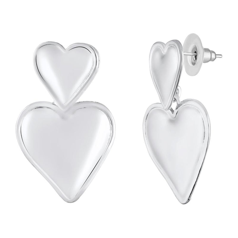 Mahi Rhodium Plated Dual Heart Drop Earrings for Women (ER1109862R)