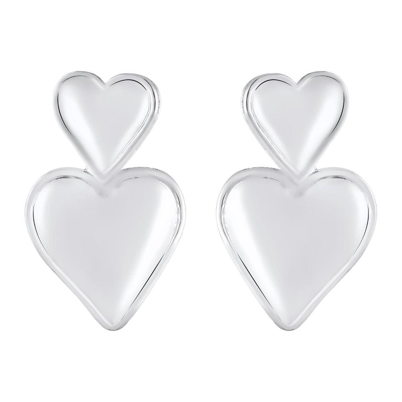 Mahi Rhodium Plated Dual Heart Drop Earrings for Women (ER1109862R)