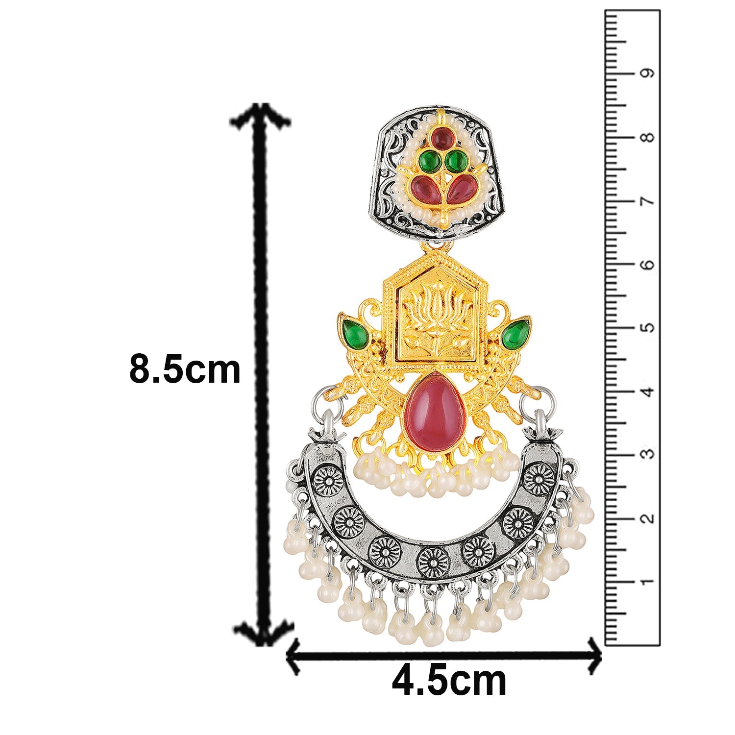 Mahi Traditional Dual-Tone Temple Style Dangler Jhumka Earrings with Kundan & Artificial Pearl Beads for Womens (ER1109887M)