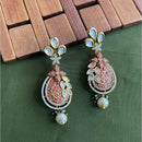 Arham Premium Gold Plated Designer Heavy Polki Kundan Beads Meenakari Dangler Earrings