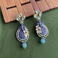 Arham Premium Gold Plated Designer Heavy Polki Kundan Beads Meenakari Dangler Earrings