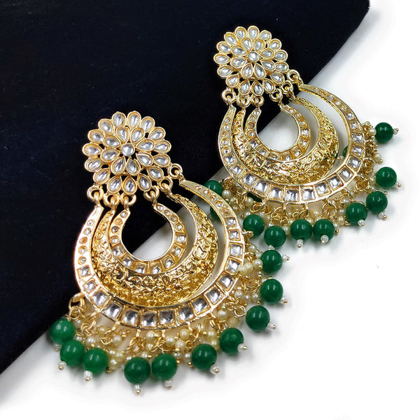 Knigght Angel Jewels Gold Plated Kundan And Pearl Dangler Earrings