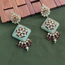 Arham Premium Gold Plated Designer Heavy Polki Kundan Beads Meenakari Dangler Earrings