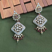 Arham Premium Gold Plated Designer Heavy Polki Kundan Beads Meenakari Dangler Earrings