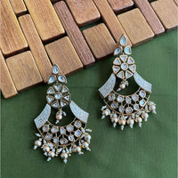 Arham Premium Gold Plated Designer Heavy Polki Kundan Beads Meenakari Dangler Earrings