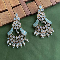Arham Premium Gold Plated Designer Heavy Polki Kundan Beads Meenakari Dangler Earrings