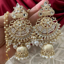 Gehana Mahal Gold Plated Kundan And Pearl Jhumki Earrings