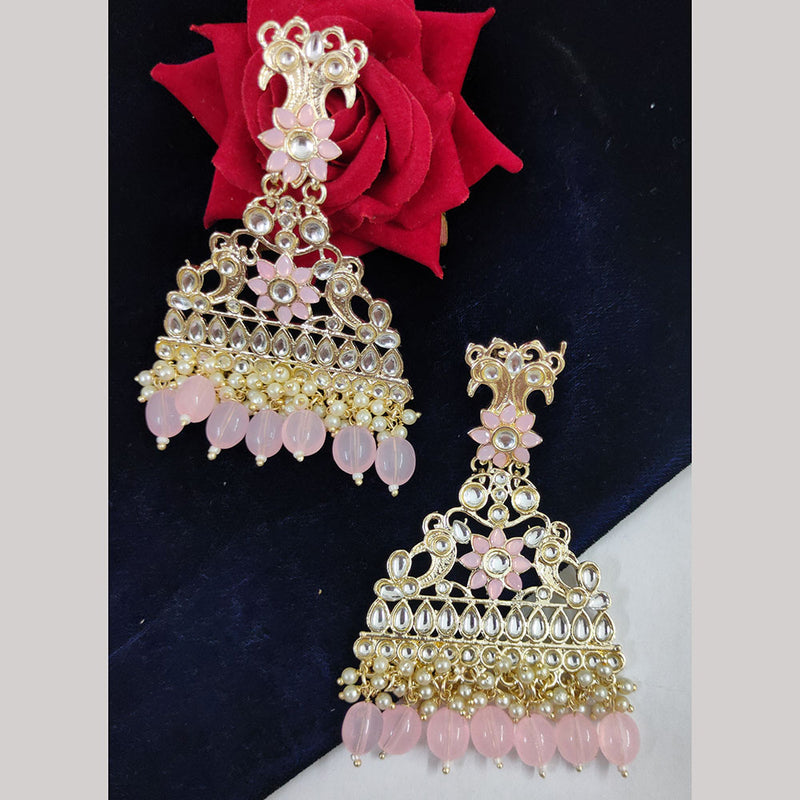 Gehana Mahal Gold Plated Kundan And Pearl Dangler Earrings