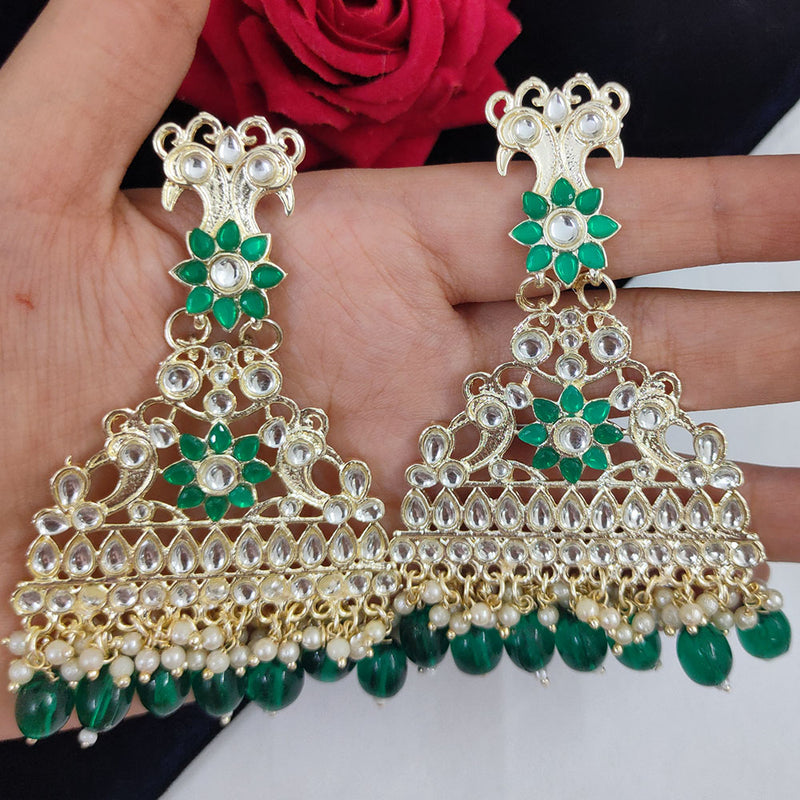 Gehana Mahal Gold Plated Kundan And Pearl Dangler Earrings