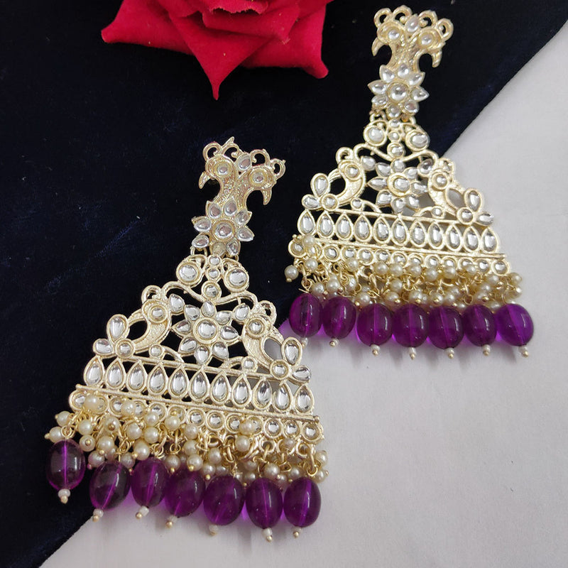 Gehana Mahal Gold Plated Kundan And Pearl Dangler Earrings