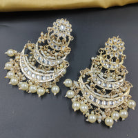 Gehana Mahal Gold Plated Kundan And Pearl Dangler Earrings