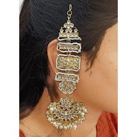 Gehana Mahal Gold Plated Kundan And Pearl Dangler Earrings