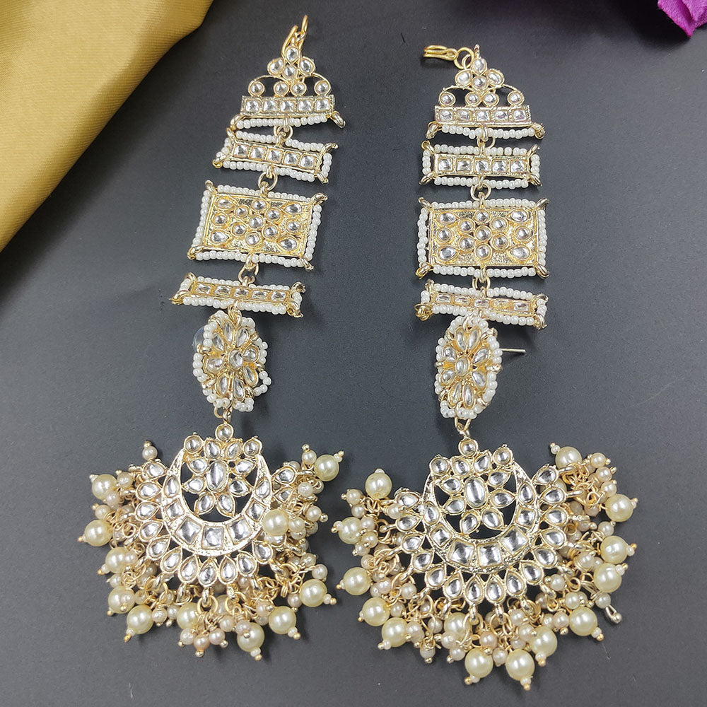 Gehana Mahal Gold Plated Kundan And Pearl Dangler Earrings